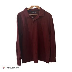 Nautica Men’s Long Sleeve Knit Polo Size L. Burgundy